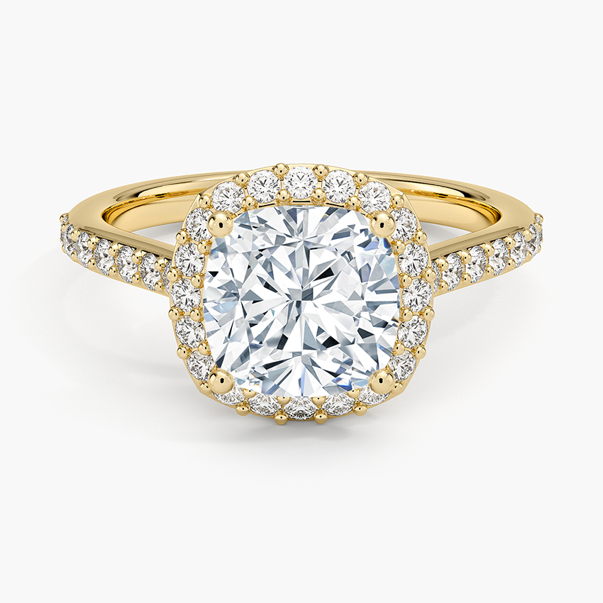 Halo Diamond Ring with Side Stones (1/3 ct. tw.) - Cushion Cut Center Stone
