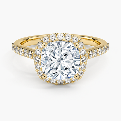 Halo Diamond Ring with Side Stones (1/3 ct. tw.) - Cushion Cut Center Stone