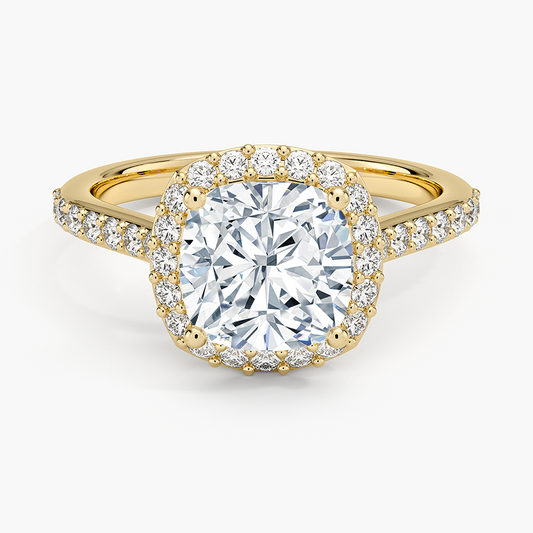 Halo Diamond Ring with Side Stones (1/3 ct. tw.) - Cushion Cut Center Stone
