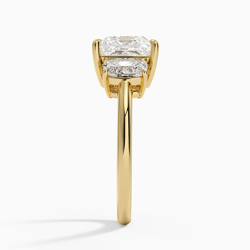 Luxe Faye Elongated Cushion Three Stone Diamond Ring (1 ct. tw.) - Princess Cut Center Stone