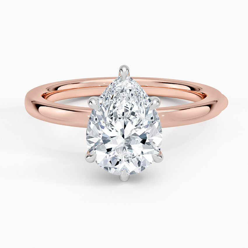 Platinum Mixed Metal Audrey 2mm Diamond Ring - Pear Center Stone