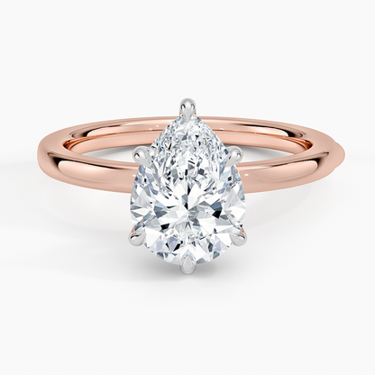 Platinum Mixed Metal Audrey 2mm Diamond Ring - Pear Center Stone