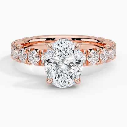 Ellora Three-Quarter Coverage Diamond Ring - Oval Center Stone