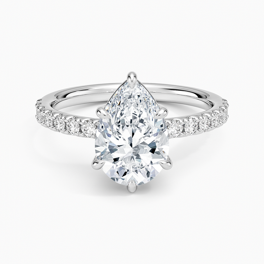 Dara Low-Profile Diamond Ring - Pear Center Stone