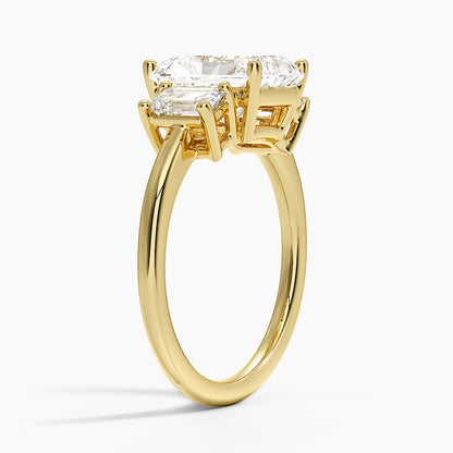 Luxe Rhiannon Three Stone Diamond Ring (3/4 ct. tw.) - Radiant Cut Center Stone