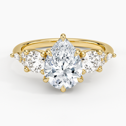 Luxe Nadia Three Stone Diamond Ring - Pear Center Stone