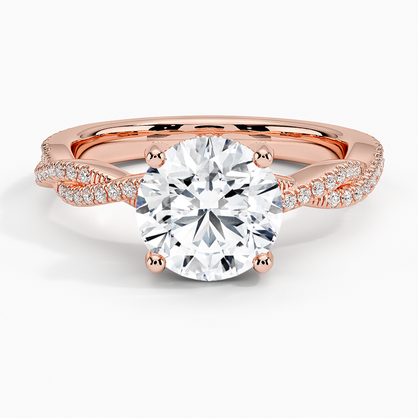 Adorned Luxe Petite Twisted Vine Diamond Ring - Round Center Stone