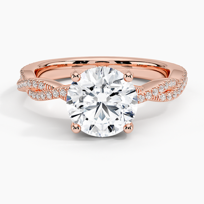 Adorned Luxe Petite Twisted Vine Diamond Ring - Round Center Stone
