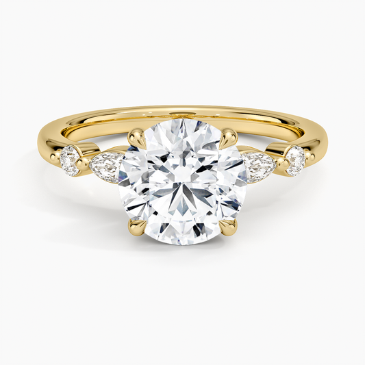 Versailles One-Quarter Coverage Diamond Ring - Round Center Stone