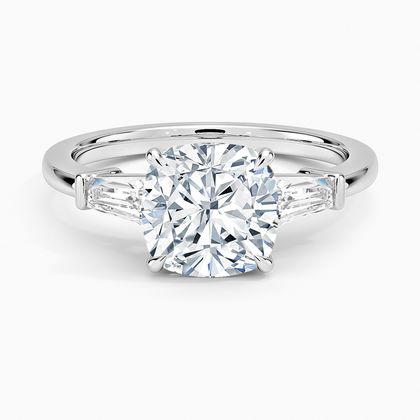 Symphony Tapered Baguette Three Stone Diamond Ring (1/2 ct. tw.) - Cushion Cut Center Stone