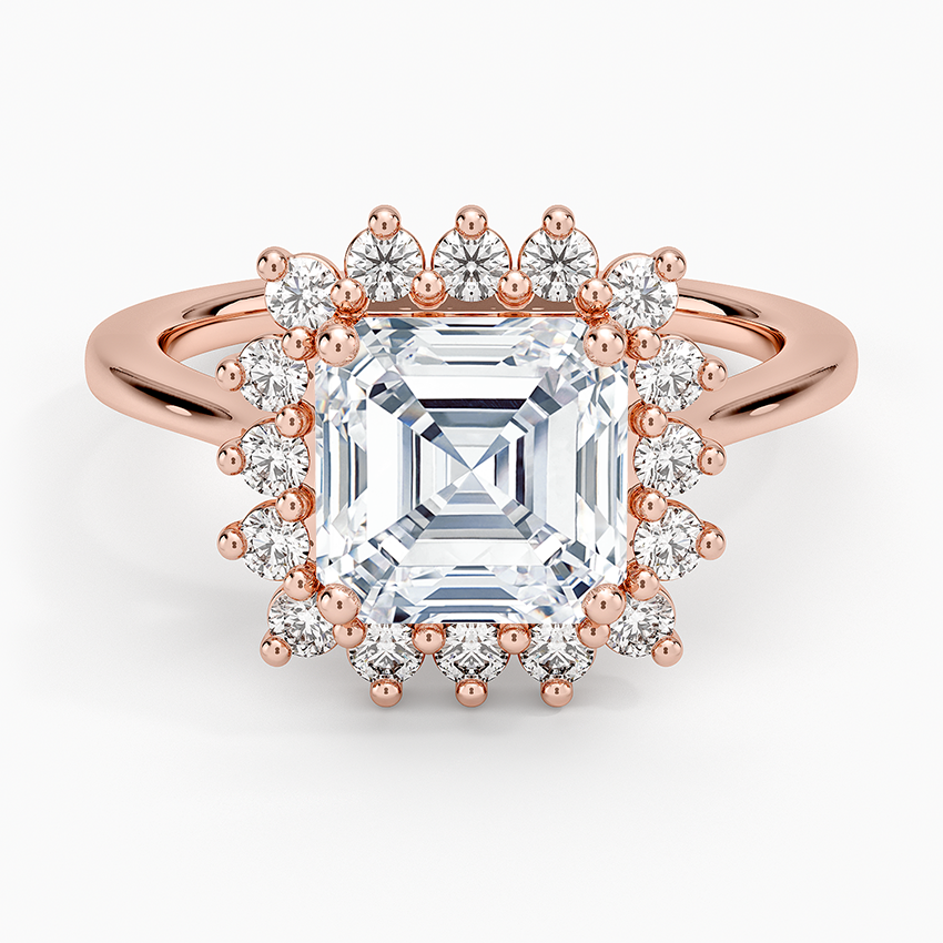 Sunburst Halo Diamond Ring (1/4 ct. tw.) - Asscher Cut Center Stone