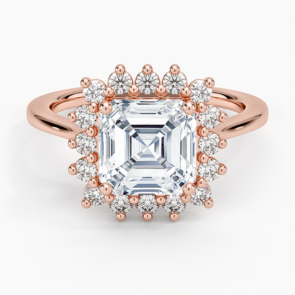 Sunburst Halo Diamond Ring (1/4 ct. tw.) - Asscher Cut Center Stone