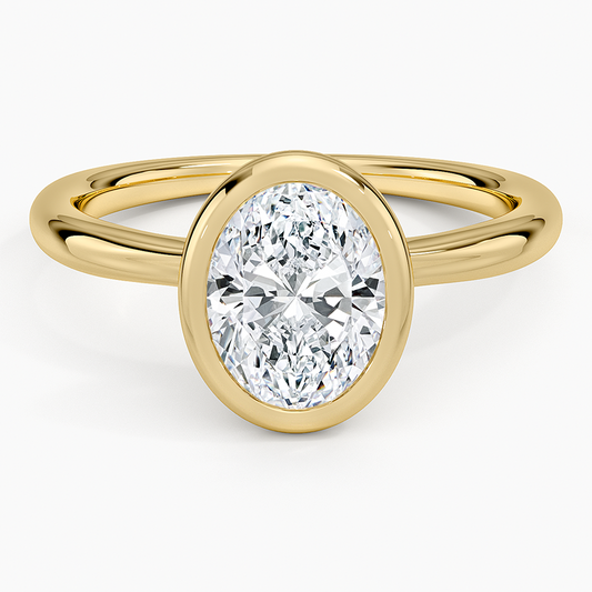 Freesia Bezel Solitaire Ring - Oval Center Stone