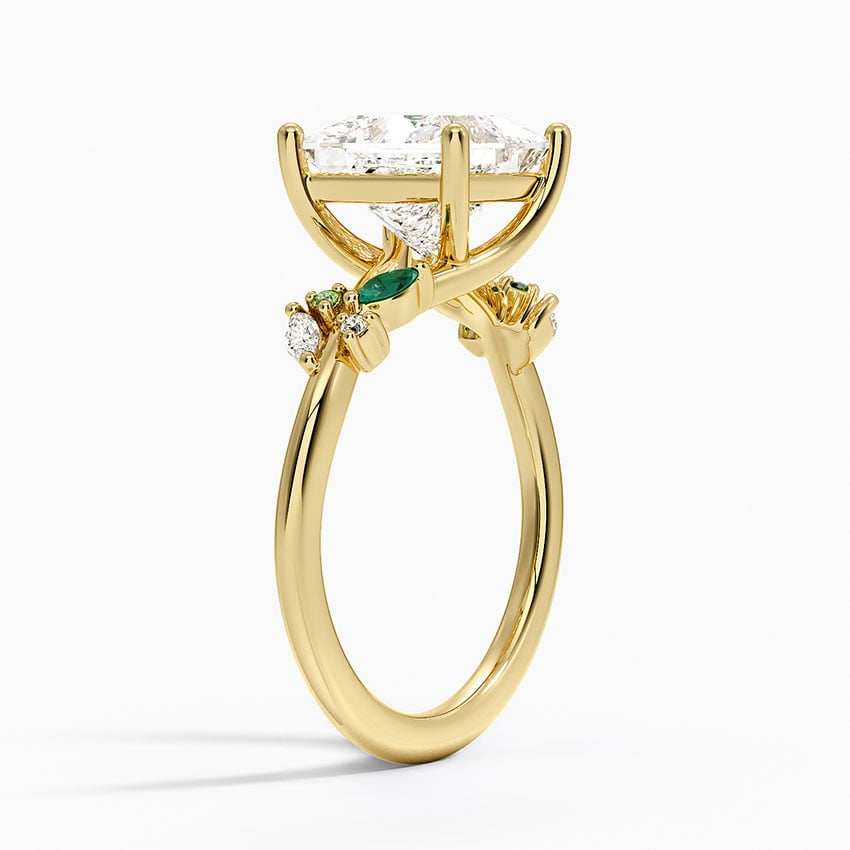 Arden Diamond Ring with Lab Emerald Accents - Princess Cut Center Stone