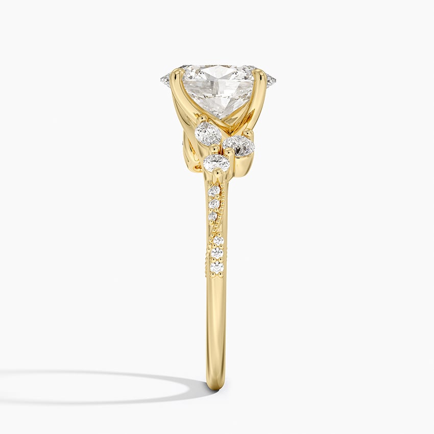 Luxe Camellia Milgrain Diamond Ring - Oval Center Stone