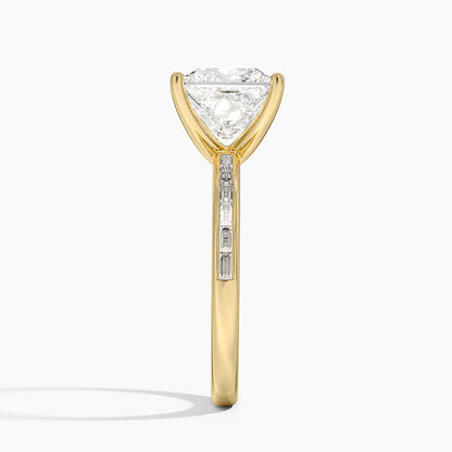 Tabitha Channel Set Baguette Diamond Ring - Princess Cut Center Stone