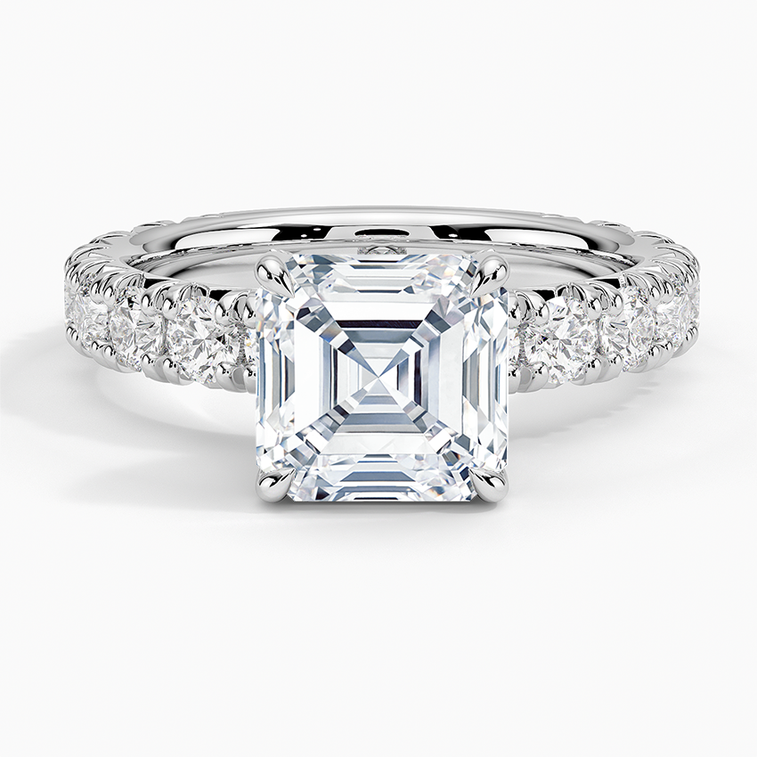 Ellora Three-Quarter Coverage Diamond Ring - Asscher Cut Center Stone
