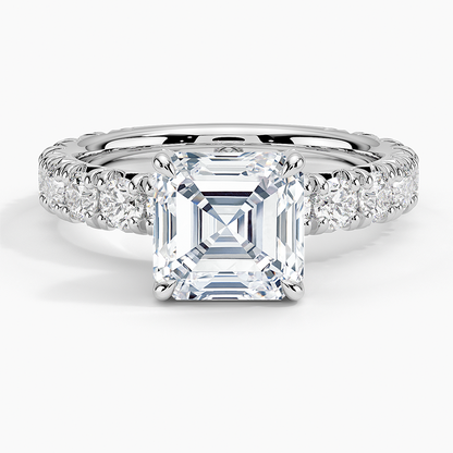 Ellora Three-Quarter Coverage Diamond Ring - Asscher Cut Center Stone