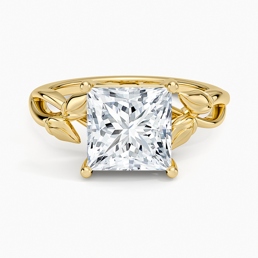 Budding Willow Solitaire Ring - Princess Cut Center Stone