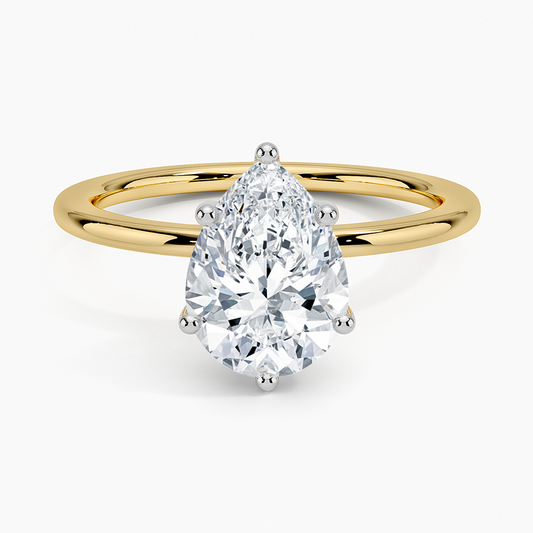 Platinum Mixed Metal Perfect Fit Solitaire Ring - Pear Center Stone