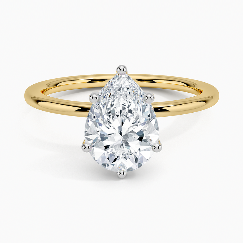 Mixed Metal Perfect Fit Solitaire Ring - Pear Cut Center Stone