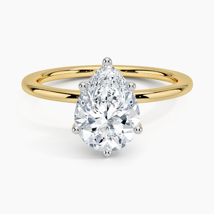 Mixed Metal Perfect Fit Solitaire Ring - Pear Cut Center Stone