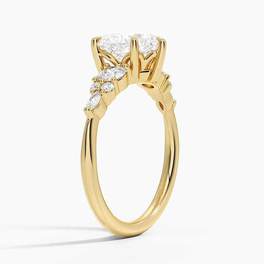 Nadia Three Stone Diamond Ring - Heart Center Stone