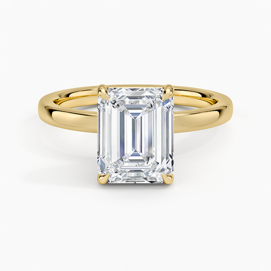 Fairmined Perfect Fit Solitaire 2mm Ring - Emerald Cut Center Stone