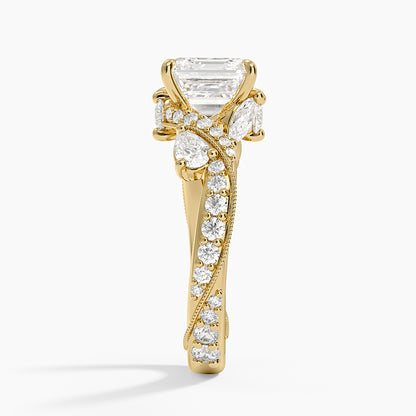 Grand Camellia Diamond Ring - Asscher Cut Center Stone