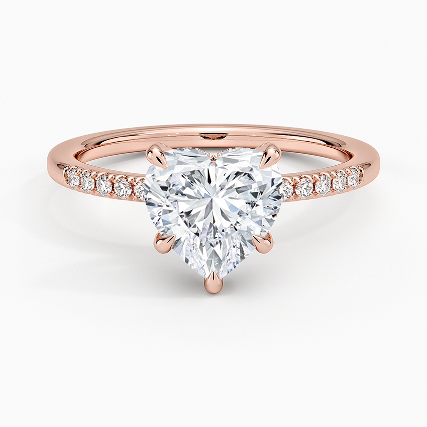 Viviana One-Quarter Coverage Diamond Ring - Heart Center Stone