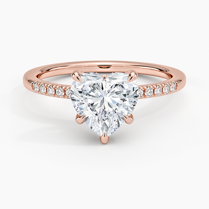 Viviana One-Quarter Coverage Diamond Ring - Heart Center Stone