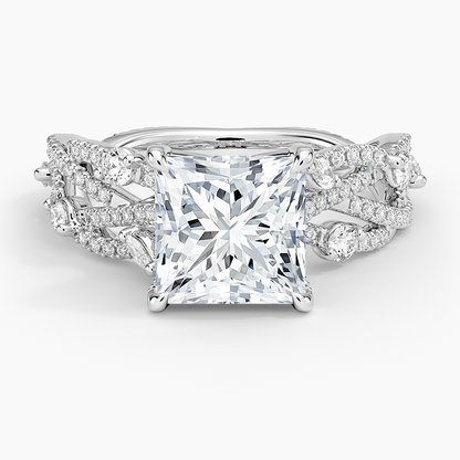 Grand Secret Garden Diamond Ring - Princess Cut Center Stone