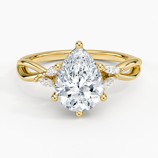 Willow Diamond Ring (1/8 ct. tw.) - Pear Center Stone