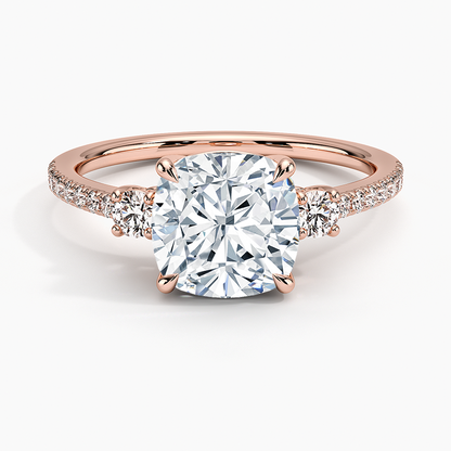 Lyra Three Stone Diamond Ring (1/4 ct. tw.) - Cushion Cut Center Stone
