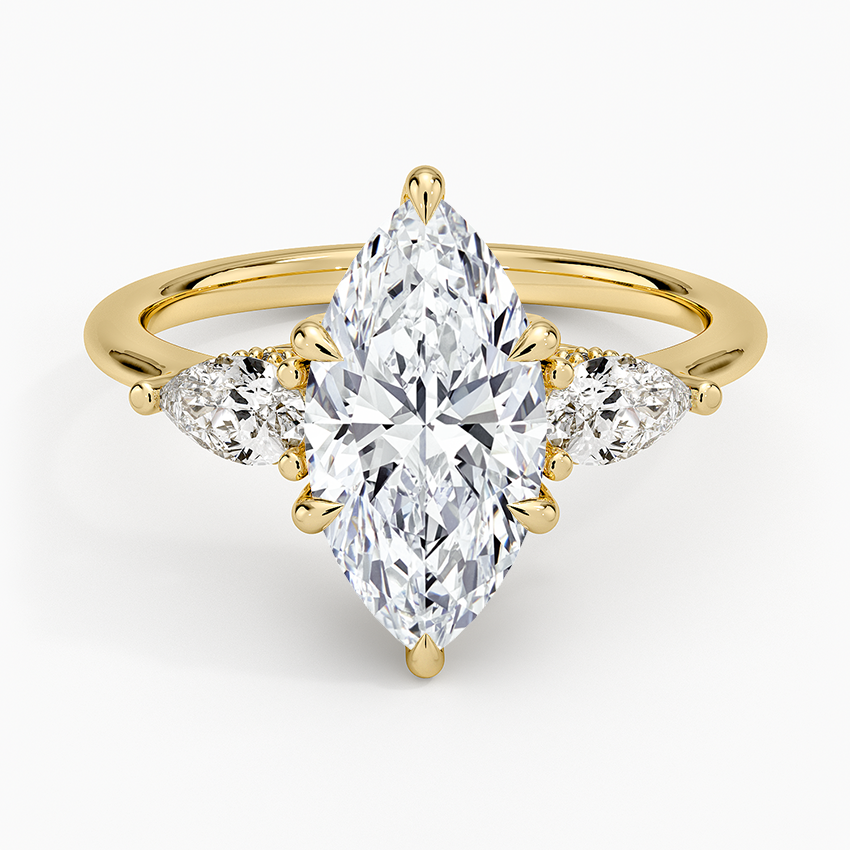 Adorned Opera Three Stone Diamond Ring (1/2 ct. tw.) - Marquise Cut Center Stone