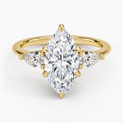 Adorned Opera Three Stone Diamond Ring (1/2 ct. tw.) - Marquise Cut Center Stone