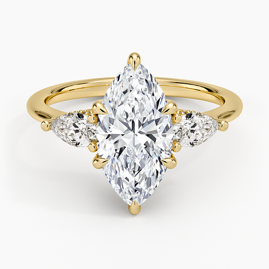 Adorned Opera Three Stone Diamond Ring (1/2 ct. tw.) - Marquise Cut Center Stone