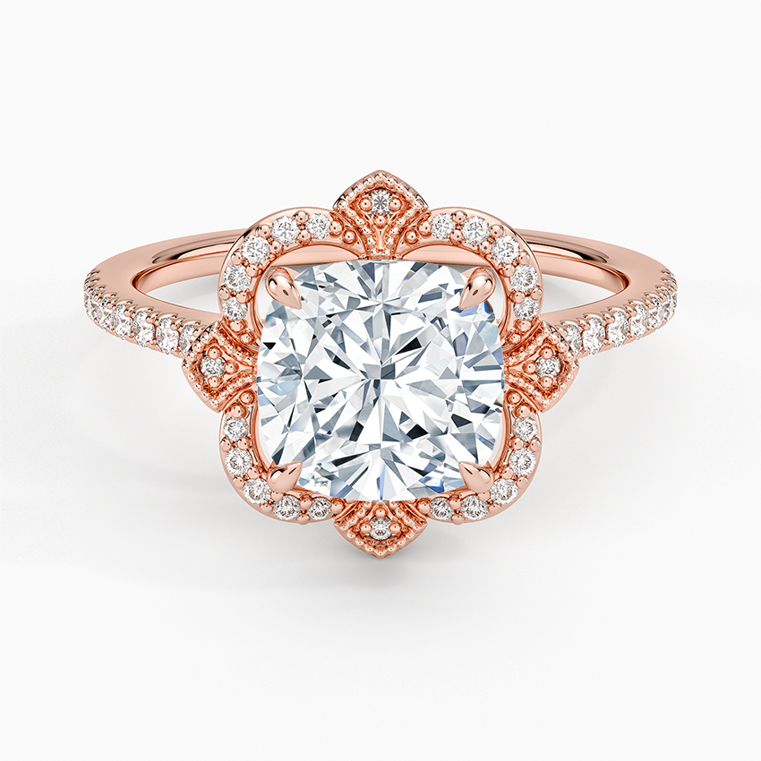 Reina Halo Diamond Ring - Cushion Cut Center Stone