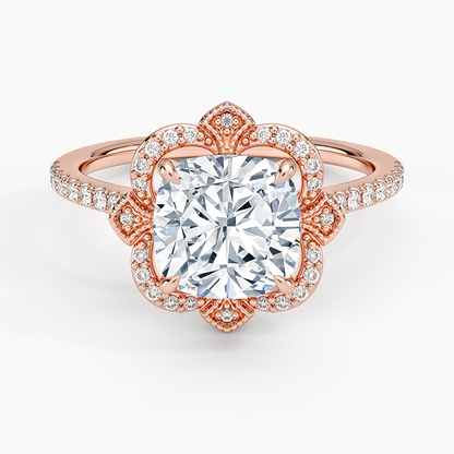 Reina Halo Diamond Ring - Cushion Cut Center Stone