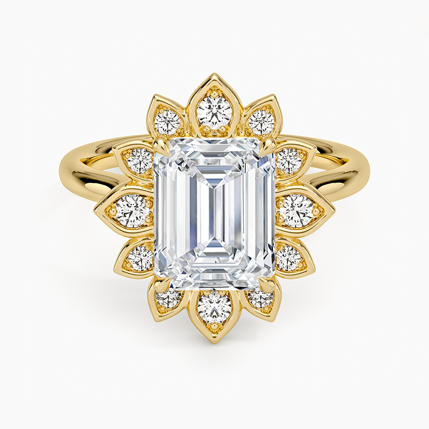 Fiore Halo Diamond Ring (1/4 ct. tw.) - Emerald Cut Center Stone