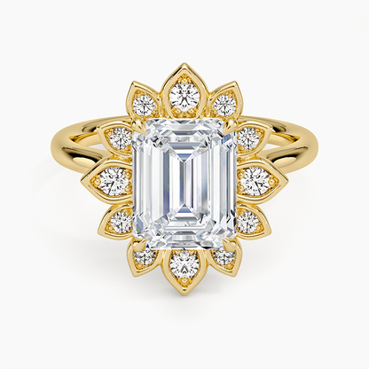 Fiore Halo Diamond Ring (1/4 ct. tw.) - Emerald Cut Center Stone