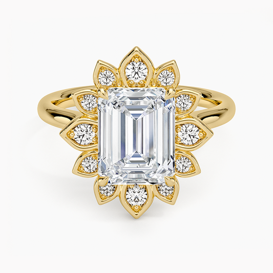 Fiore Halo Diamond Ring (1/4 ct. tw.) - Emerald Cut Center Stone
