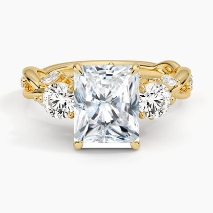 Secret Garden Three Stone Diamond Ring (3/4 ct. tw.) - Radiant Cut Center Stone
