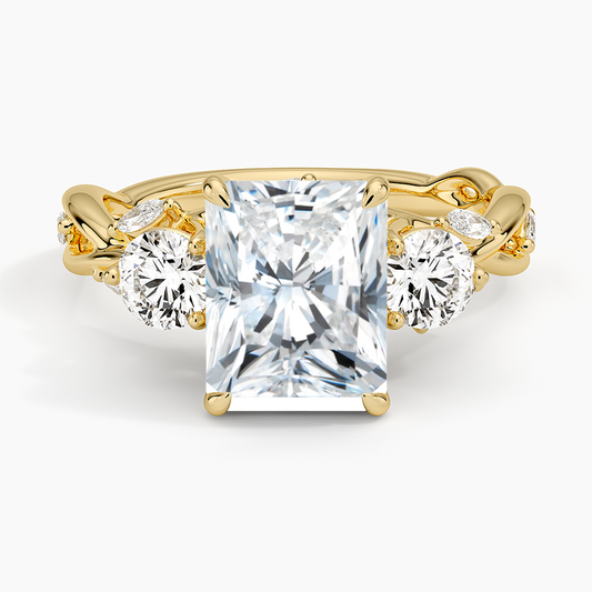 Secret Garden Three Stone Diamond Ring (3/4 ct. tw.) - Radiant Cut Center Stone