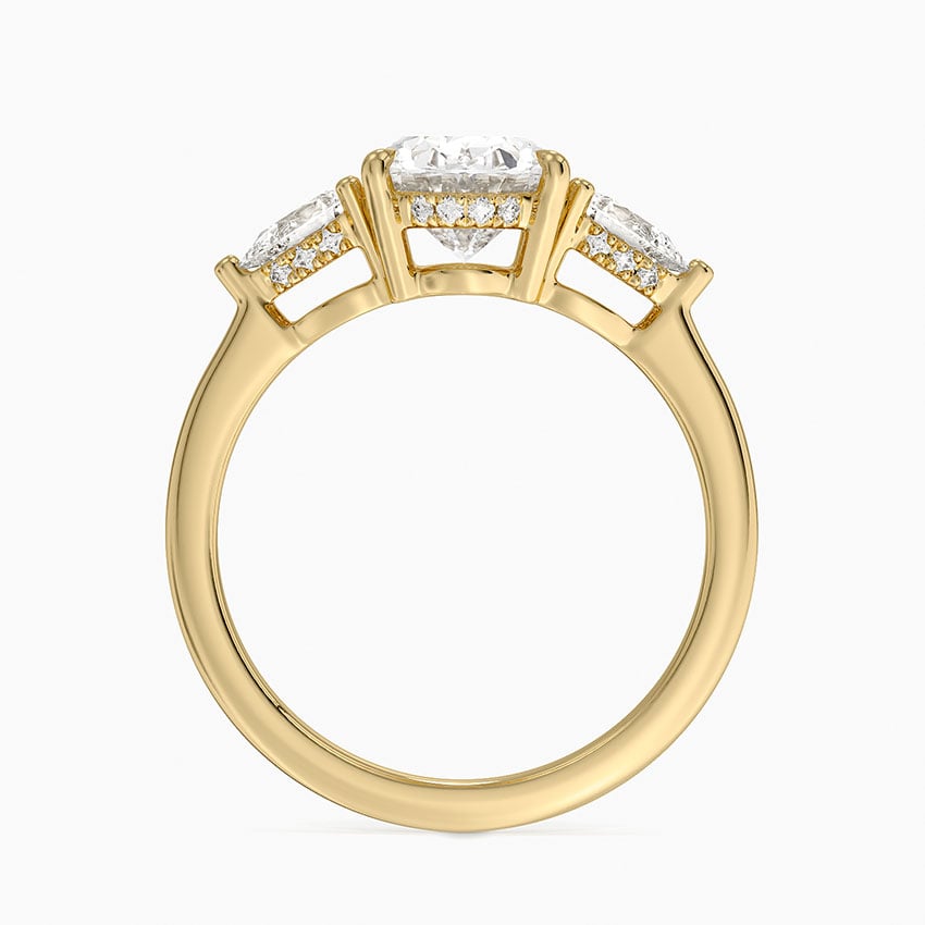 Adorned Opera Three Stone Diamond Ring (1/2 ct. tw.) - Oval Cut Center Stone