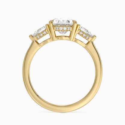 Adorned Opera Three Stone Diamond Ring (1/2 ct. tw.) - Oval Cut Center Stone