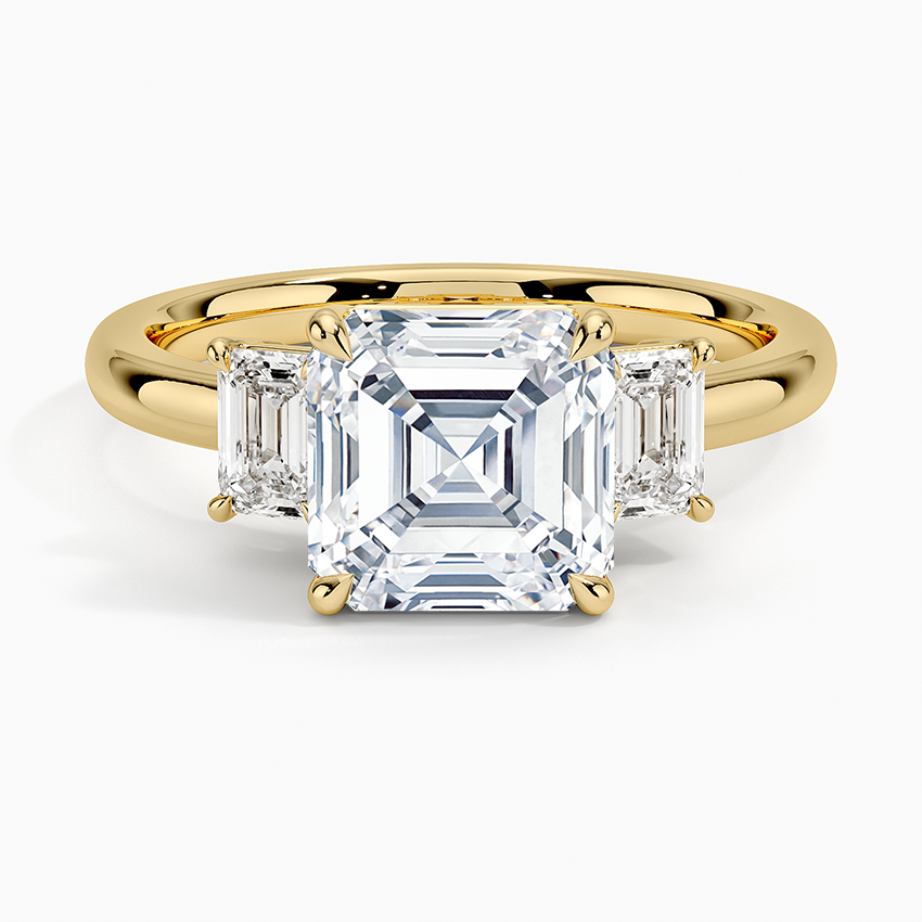 Rhiannon Emerald Cut Three Stone Diamond Ring (1/2 ct. tw.) - Asscher Cut Center Stone