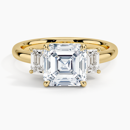 Rhiannon Emerald Cut Three Stone Diamond Ring (1/2 ct. tw.) - Asscher Cut Center Stone