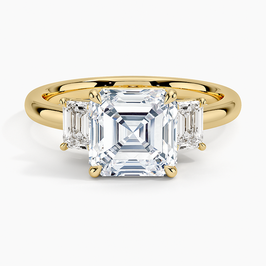 Rhiannon Emerald Cut Three Stone Diamond Ring (1/2 ct. tw.) - Asscher Cut Center Stone