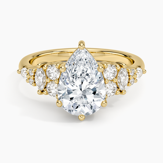 Jacqueline Diamond Ring - Pear Center Stone